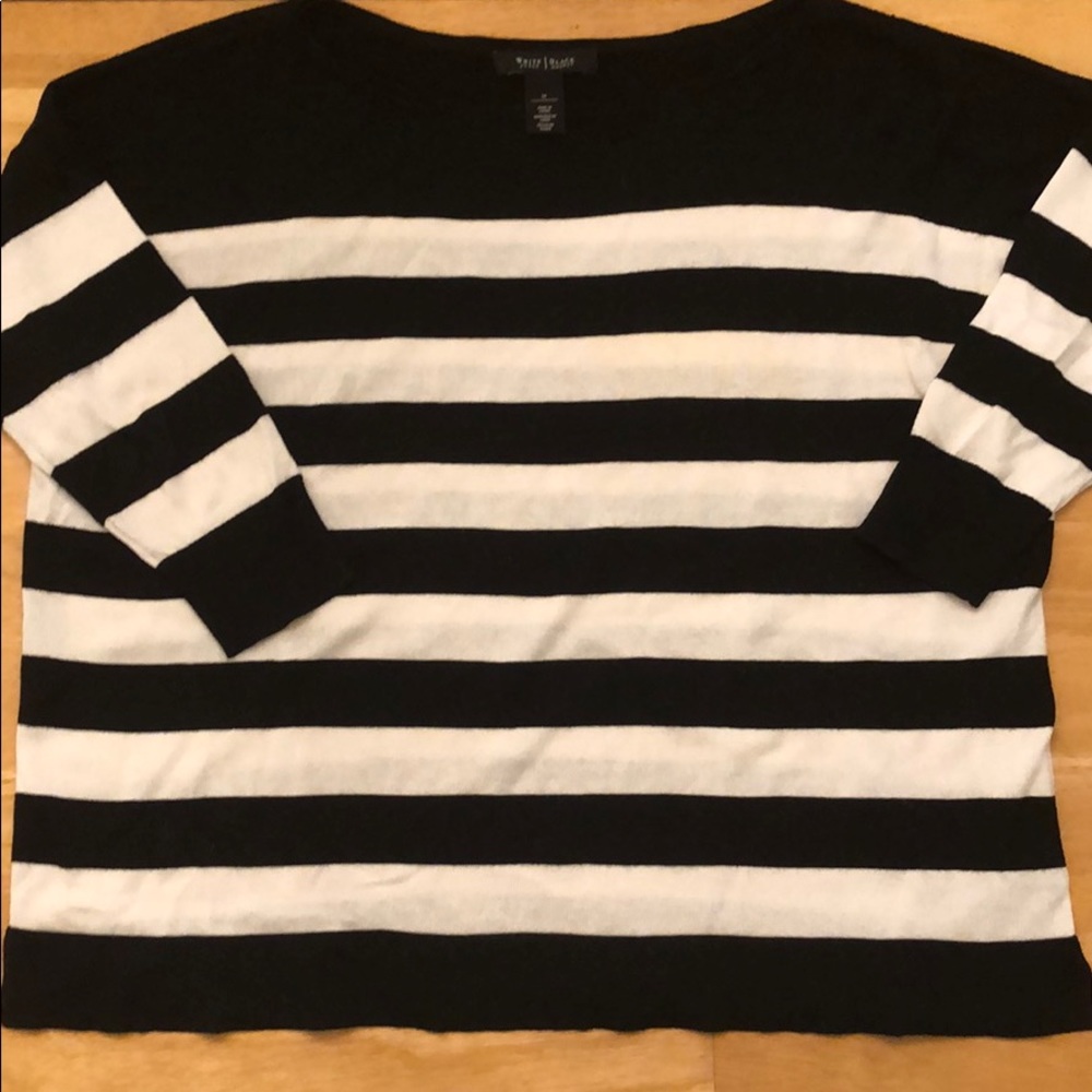 White House Black Market Stripe 3/4 Sleeve Medium